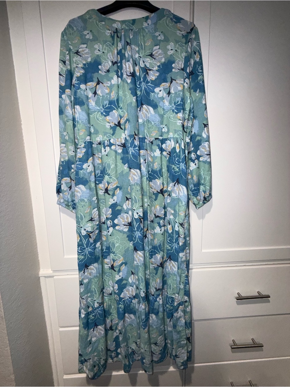 Style & Co.  Printed V-Neck Maxi Dress in Blue-Green Floral - Picture 4 of 11